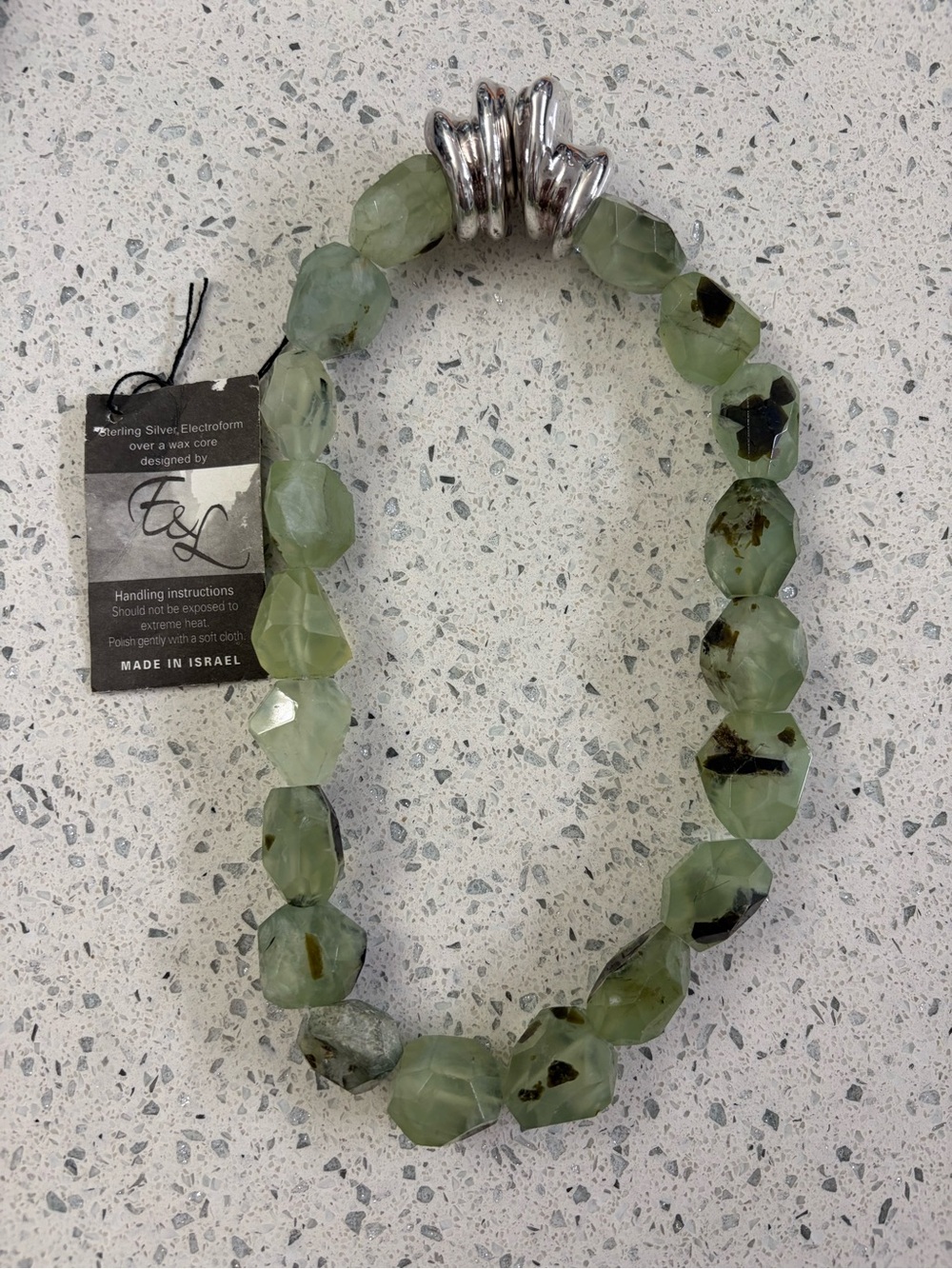 Green Prehnite Beaded Necklace with Sterling Accents